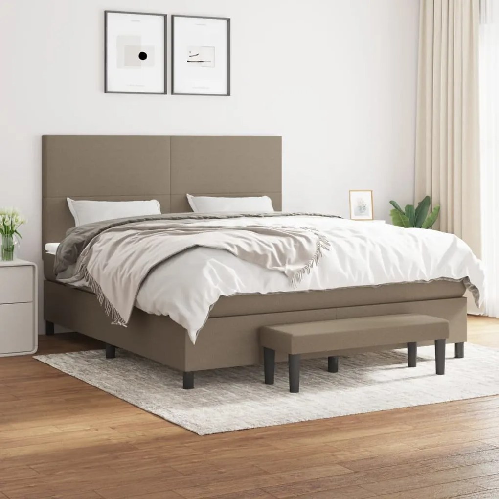 vidaXL Κρεβάτι Boxspring με Στρώμα Taupe 160x200 εκ. Υφασμάτινο