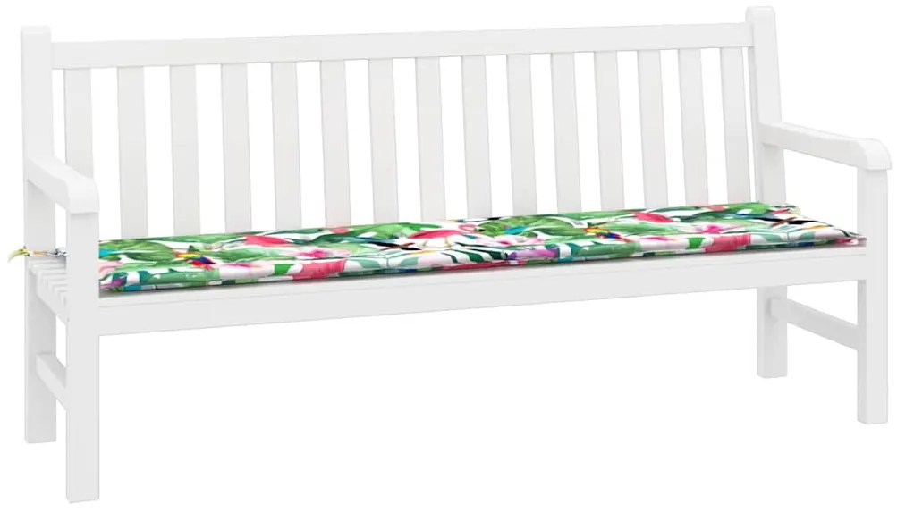 vidaXL Μαξιλάρι Παγκάκι Κήπου Floral Πράσινο και ροζ 180 x 50 x 4 cm