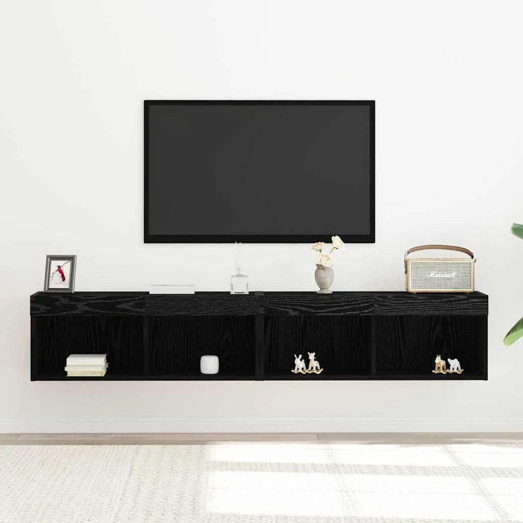 vidaXL Ντουλάπι TV 2 pcs Μαύρη δρυς 80 x 30 x 30 εκ Επεξεργασμένο ξύλο
