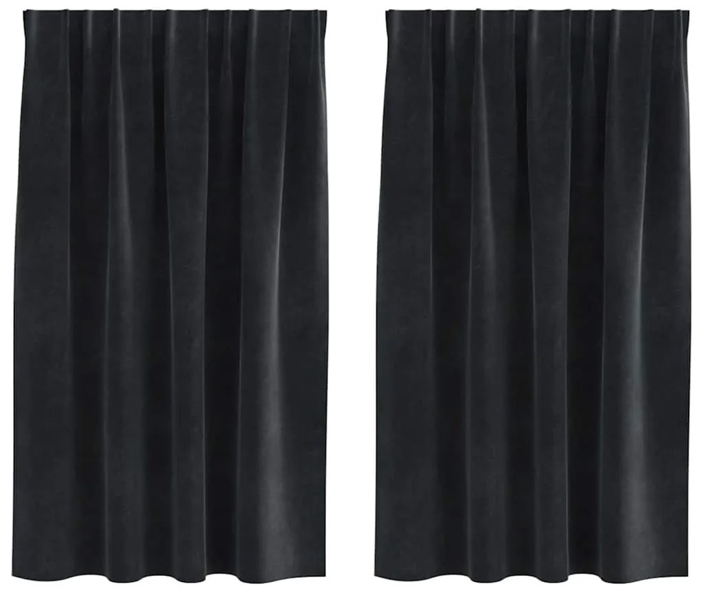 vidaXL Κουρτίνες με κουρτίνες 2 pcs Μαύρο 140 x 140 cm Βελούδο