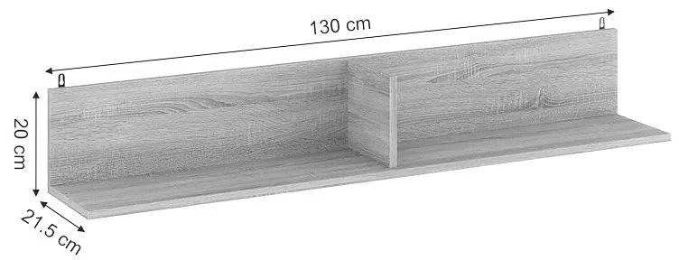 Ραφιέρα τοίχου Drowel μελαμίνης σε sonoma απόχρωση 130x21.6x20εκ 130x21.6x20 εκ.