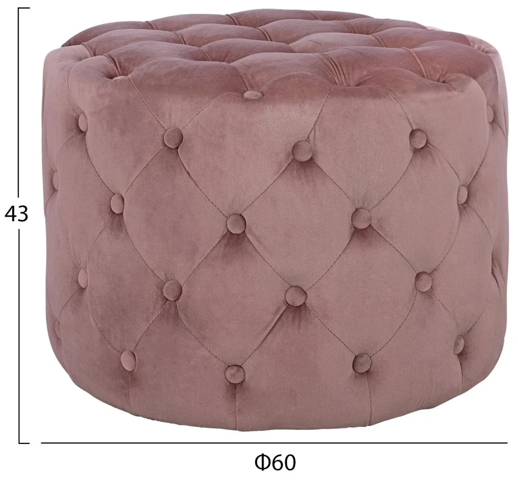 Σκαμπό KASSIE τύπου CHESTERFIELD Βελούδο Σάπιο μήλο Φ60x43Υ εκ. 60x60x43 εκ.