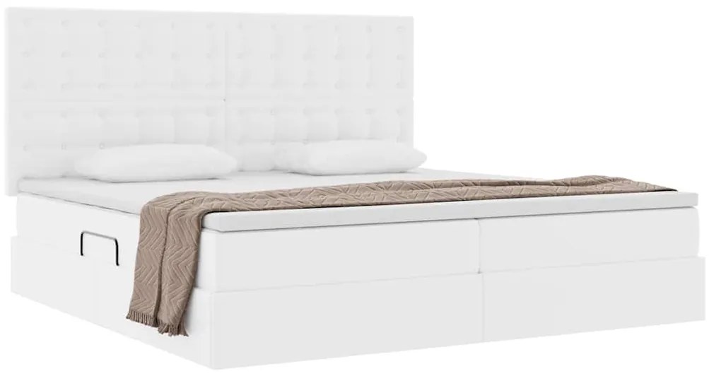 vidaXL Κρεβάτι Αποθήκης Καθαρό Λευκό 200 x 200 cm Τεχνητό Δέρμα