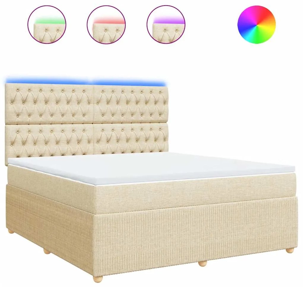 vidaXL Κρεβάτι Boxspring με Στρώμα Κρεμ 180x200 εκ. Υφασμάτινο