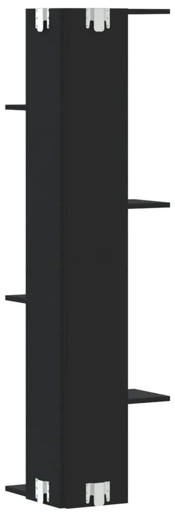 vidaXL Γωνιακή Ραφιέρα Τοίχου Μαύρο 50x50x179 εκ. Επεξ. Ξύλο