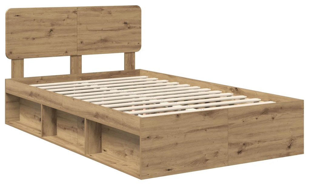 vidaXL Σκελετός Κρεβατιού Καρυδιά Χειροποίητης Εργασίας 135 x 190 cm