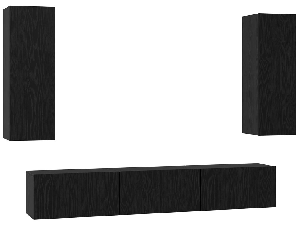 vidaXL Σετ επίπλου τηλεόρασης Επιτοίχιο 5 pcs Μαύρη δρυς