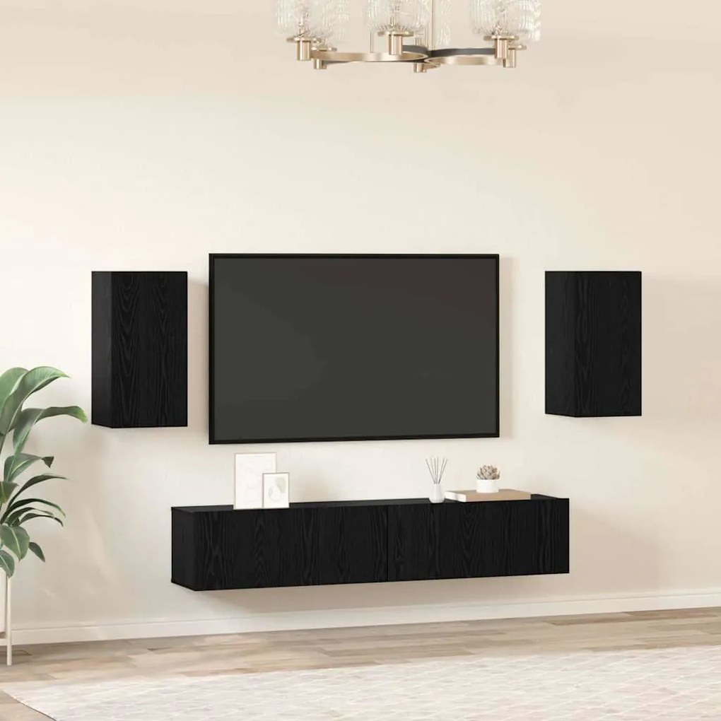 vidaXL Σετ επίπλου τηλεόρασης 4 pcs Μαύρη δρυς 80 x 30 x 30 εκ