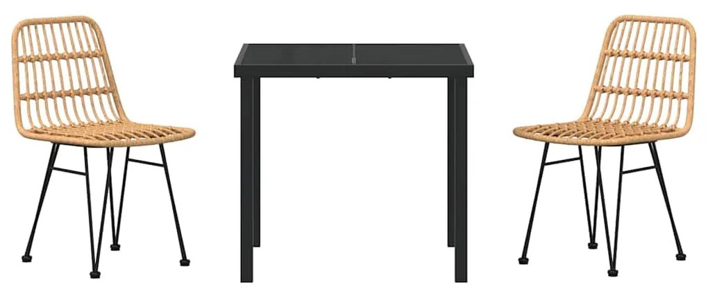 vidaXL Σέτ φαγητού για κήπο 3 pcs Καφέ Χάλυβας με επίστρωση πούδρας