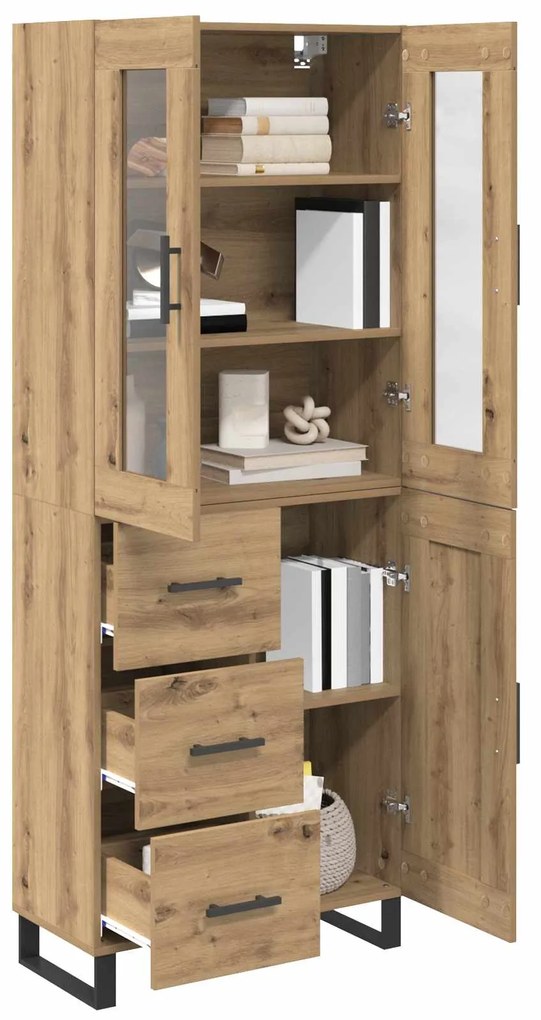 vidaXL Highboard με συρτάρι 2 pcs Artisan Oak Σύνθετο Ξύλο και Γυαλί