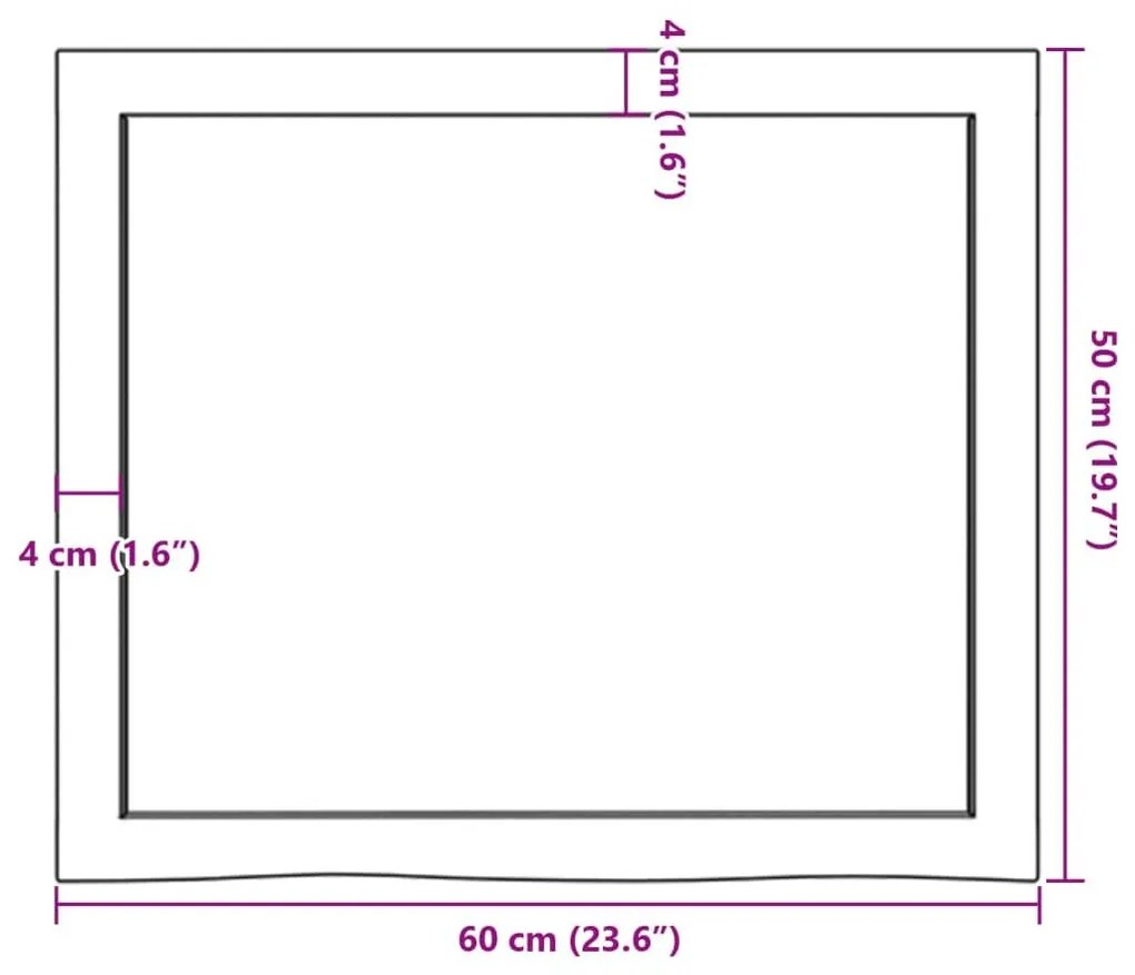 Ράφι Τοίχου Σκούρο Καφέ 60x50x(2-4) εκ. Επεξ. Μασίφ Ξύλο Δρυός - Καφέ