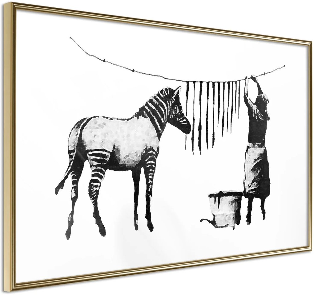 Αφίσα - Banksy: Washing Zebra Stripes - 60x40 - Χρυσό - Χωρίς πασπαρτού