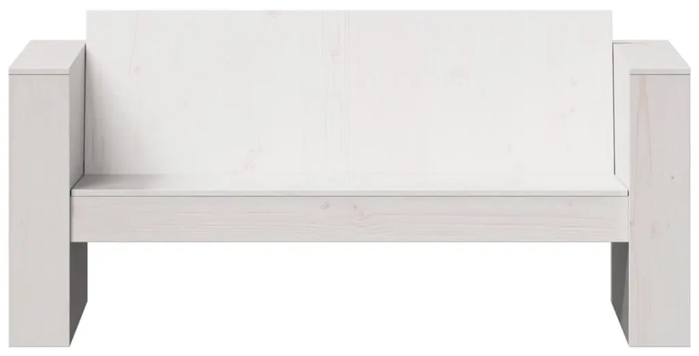 vidaXL Καναπές Κήπου Διθέσιος Λευκός 134x60x62 εκ. Μασίφ Ξύλο Πεύκου