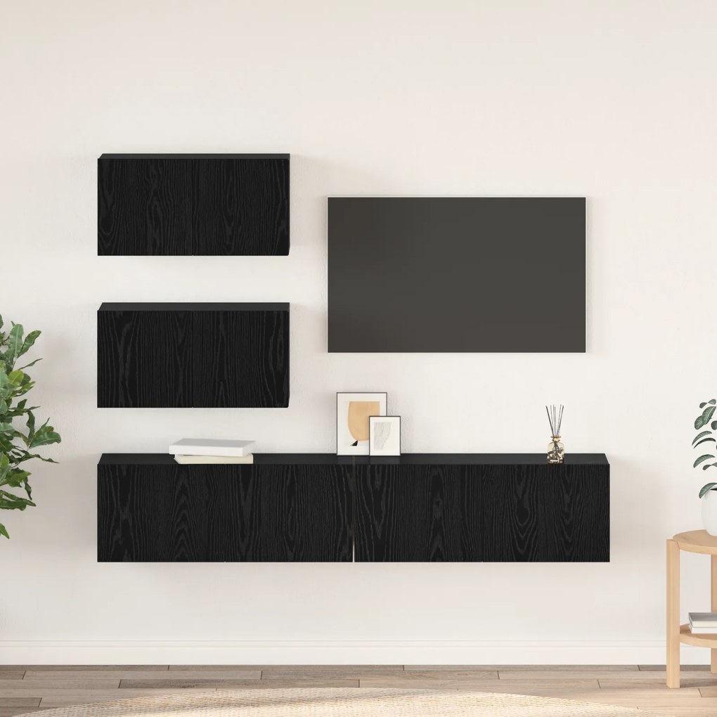 vidaXL Σετ επίπλου τηλεόρασης 4 pcs Μαύρη δρυς 100 x 30 x 30 cm