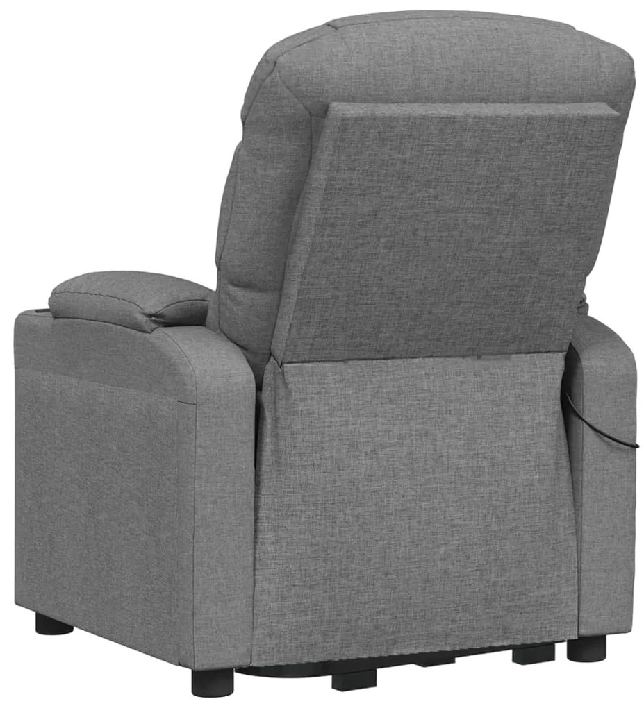vidaXL Πολυθρόνα Μασάζ με Ανύψωση Ανοιχτό Γκρι Υφασμάτινη