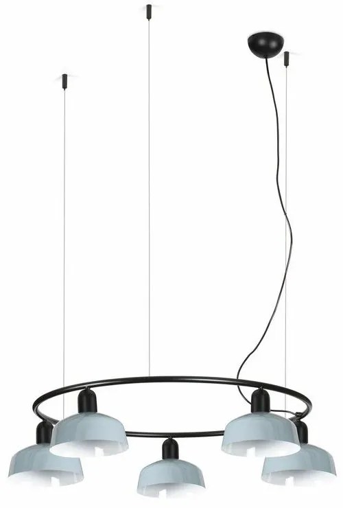 Φωτιστικό Οροφής Κρεμαστό Tatawin Circular Metal S 5xE27 Black-Greyish Blue Faro Barcelona