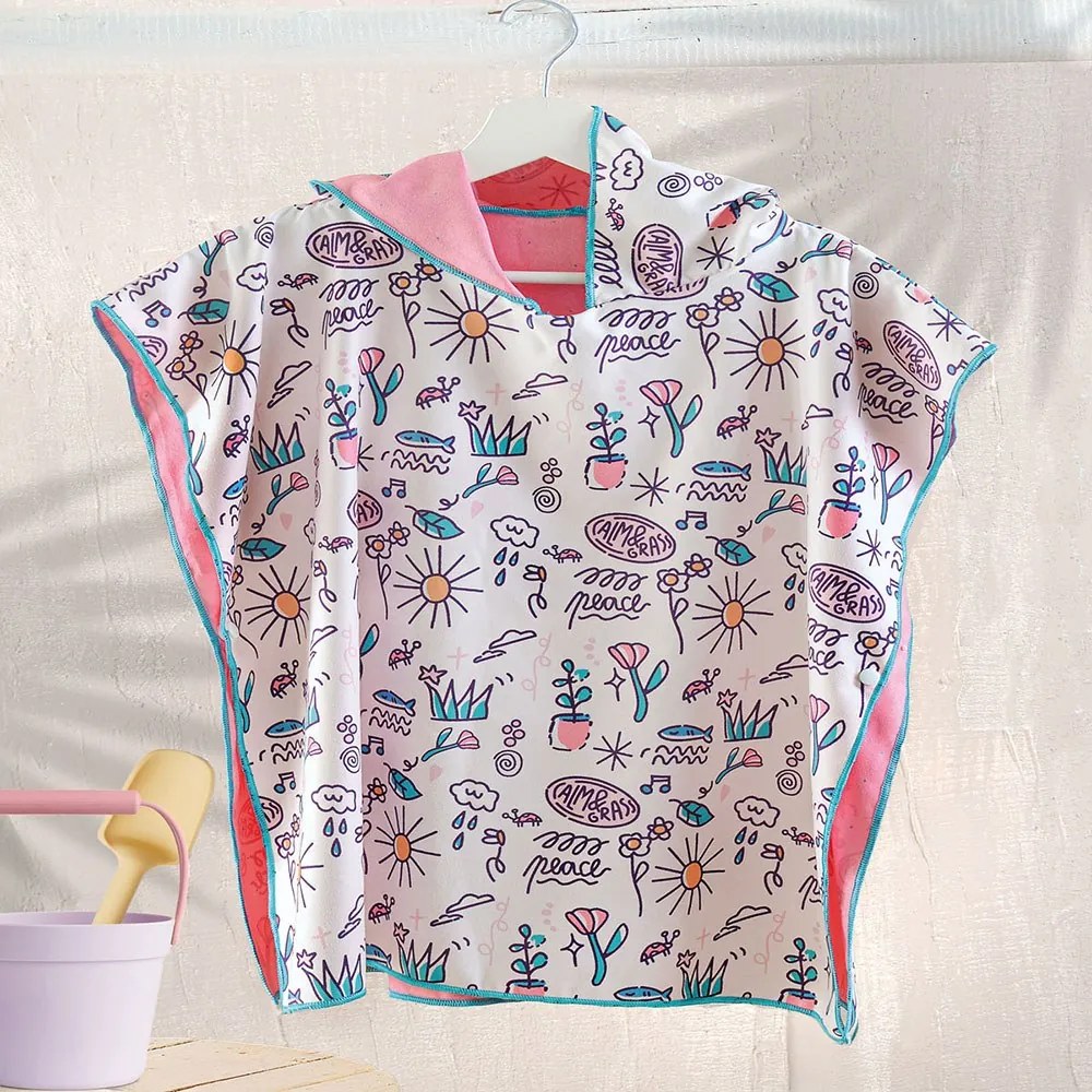 Πόντσο Παιδικό Calm And Grass Με Κουκούλα Και Κουμπιά Multi Ρυθμός