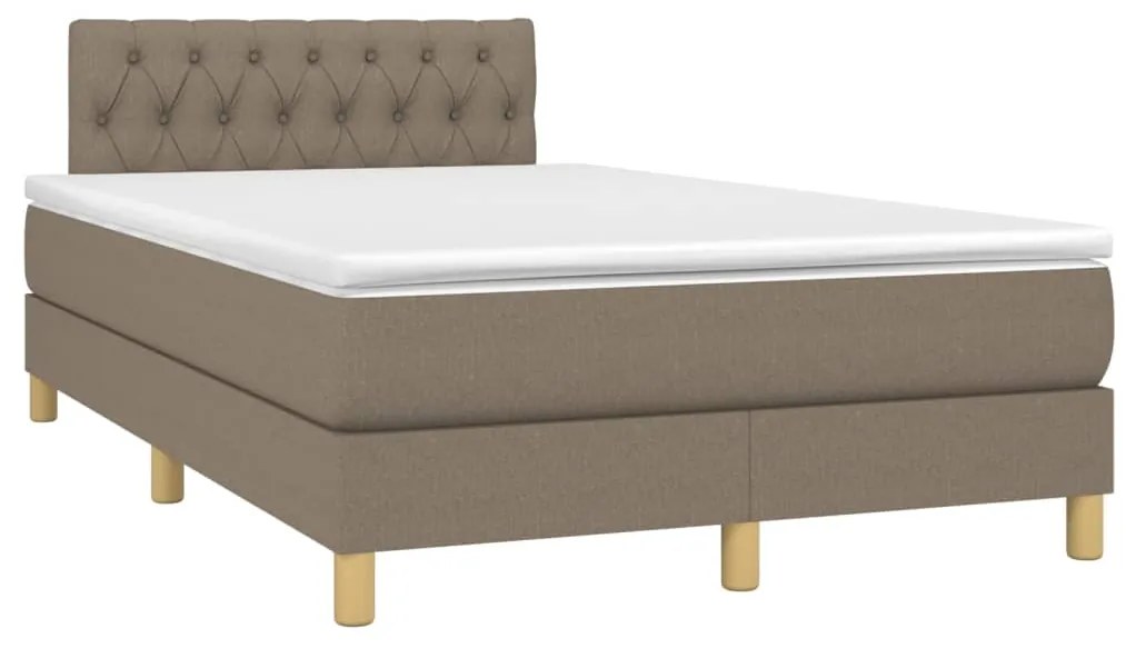 vidaXL Κρεβάτι Boxspring με Στρώμα Taupe 120x190 εκ. Υφασμάτινο