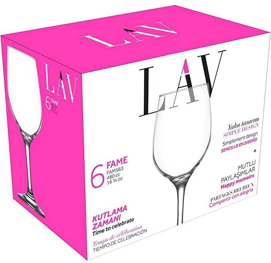 Σετ 6τεμ. Ποτήρια Κρασιού Κολωνάτα FAME 480ml - LAV