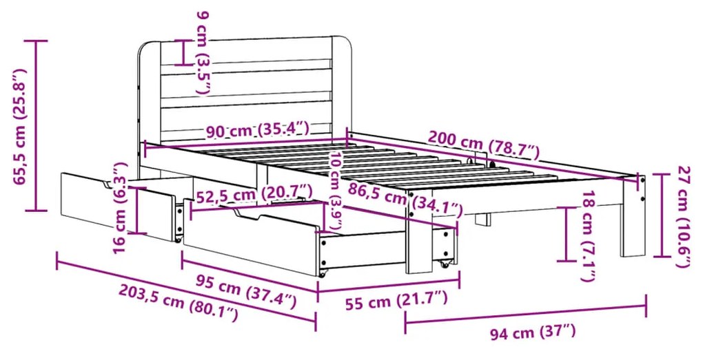 ΣΚΕΛΕΤΟΣ ΚΡΕΒ. ΧΩΡΙΣ ΣΤΡΩΜΑ ΚΑΦΕ ΚΕΡΙΟΥ 90X200 ΕΚ ΜΑΣΙΦ ΠΕΥΚΟ 3309838