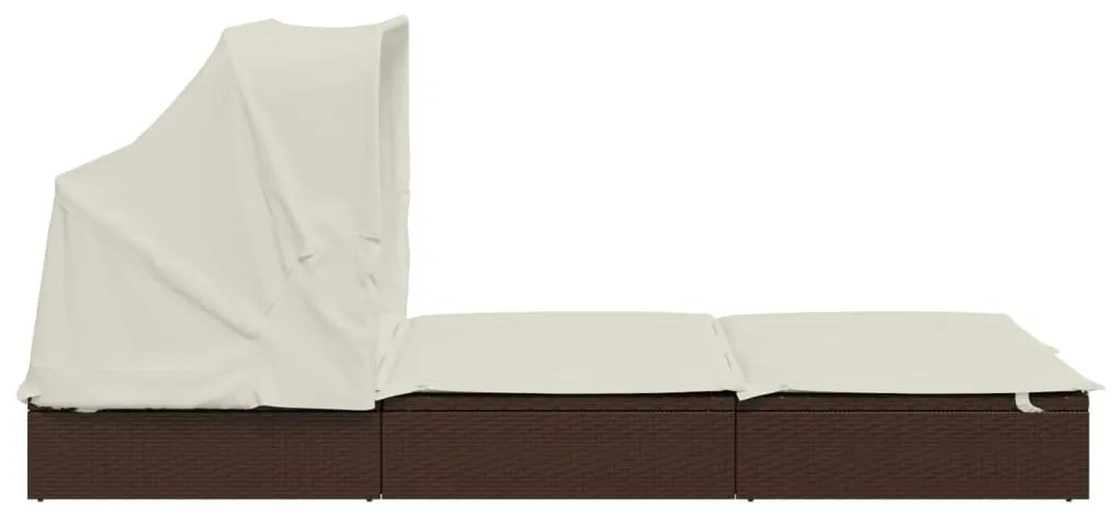 vidaXL Ξαπλώστρα 2 Ατόμων Πτυσ. Οροφή Καφέ 213x118x97 εκ. Συνθ. Ρατάν