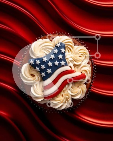 Intra Συλλεκτικό Ξύλινο Παζλ Plywood  4mm - Cupcake με αμερικανική σημαία Σε Ξύλινο Κουτί - Διαστάσεις: 10x10 cm – 25 κομμάτια