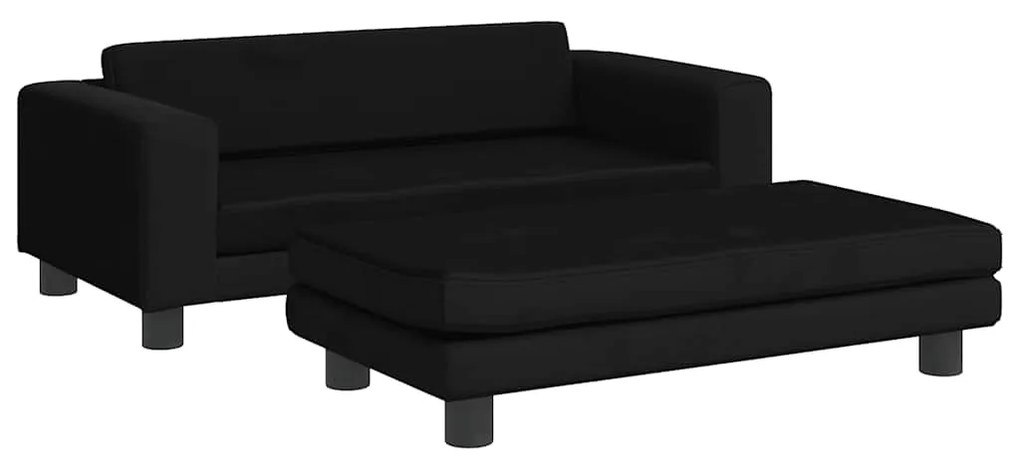 vidaXL Καναπές Παιδικός με Υποπόδιο Μαύρος 100x50x30 εκ. Βελούδινος