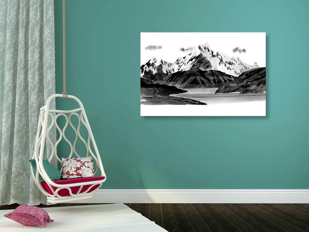 Απεικόνισε το όμορφο ορεινό τοπίο σε ασπρόμαυρο - 120x80