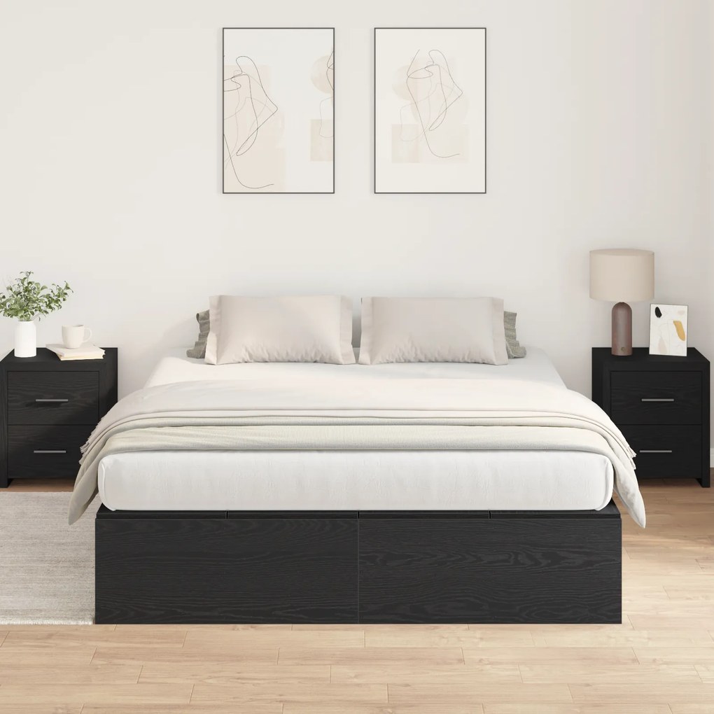vidaXL Κρεβάτι Αποθήκευσης Μαύρο Βελανίδι 140x200 εκ.