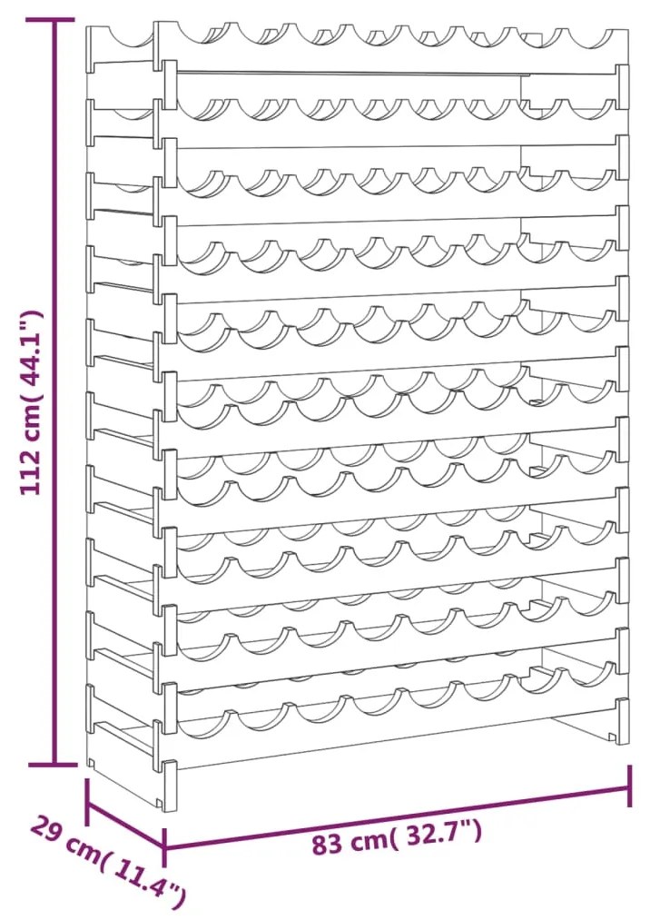 vidaXL Ραφιέρα Κρασιών 83 x 29 x 112 εκ. από Μασίφ Ξύλο Πεύκου