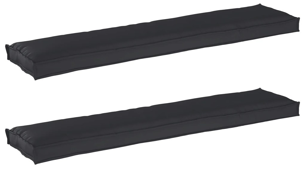 vidaXL Μαξιλάρια Παλέτας για Πάγκο 2 τμχ Μαύρο 180x40x8 εκ. Υφασμα Oxford