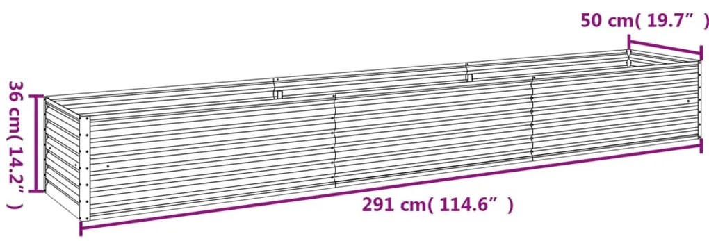 Ζαρντινιέρα 291 x 50 x 36 εκ. από Ατσάλι Σκληρυθέν στον Αέρα - Καφέ