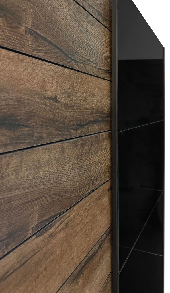 Ντουλάπα Συρόμενη Kappa-220 x 61 x 210 εκ.-Καρυδί - Μαύρο