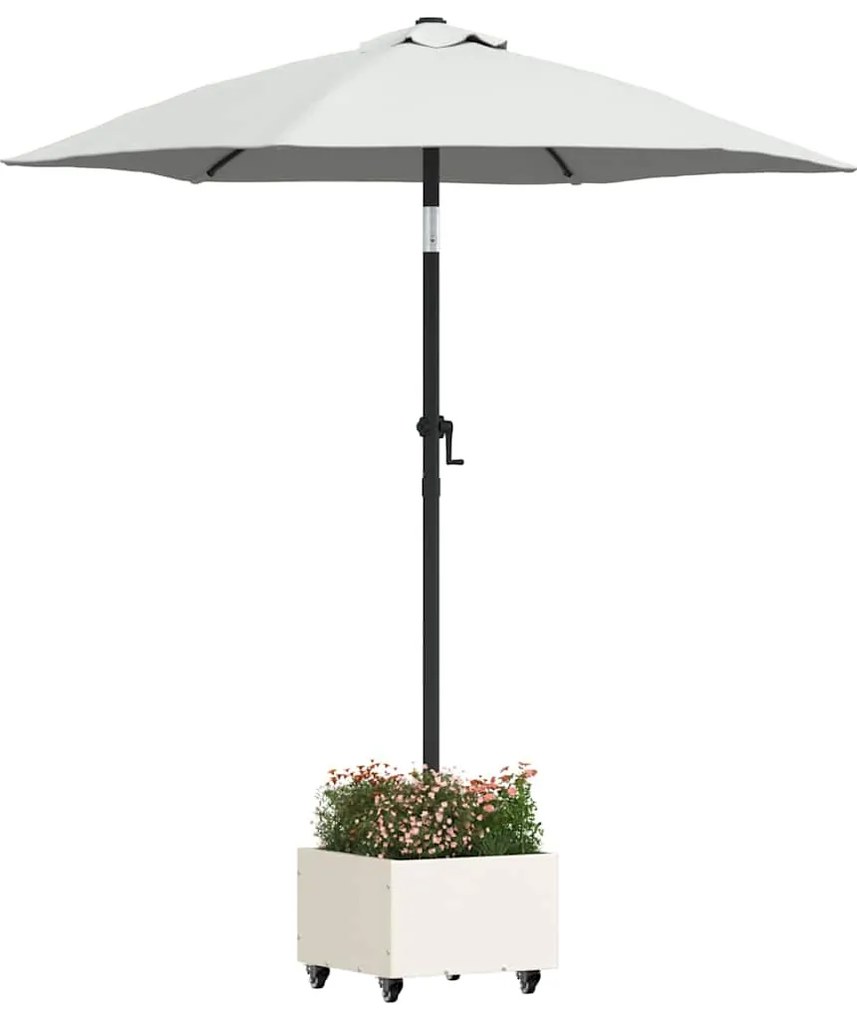 vidaXL Βάση Παρασόλ με Γλάστρα Λευκό 45 x 45 x 45 cm Ατσάλι