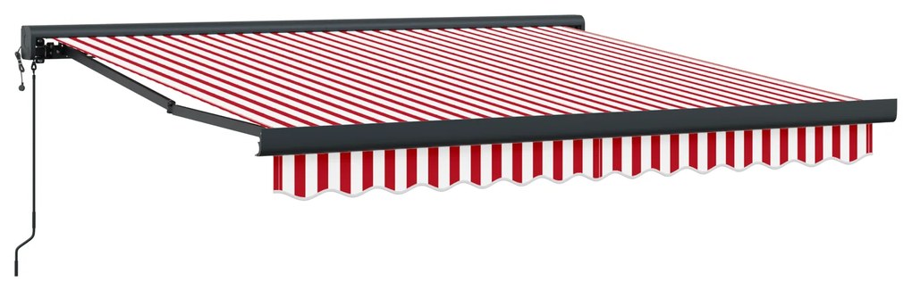 vidaXL Αυτόματη Τέντα Κόκκινη με Λευκές Ρίγες 300 x 250 cm