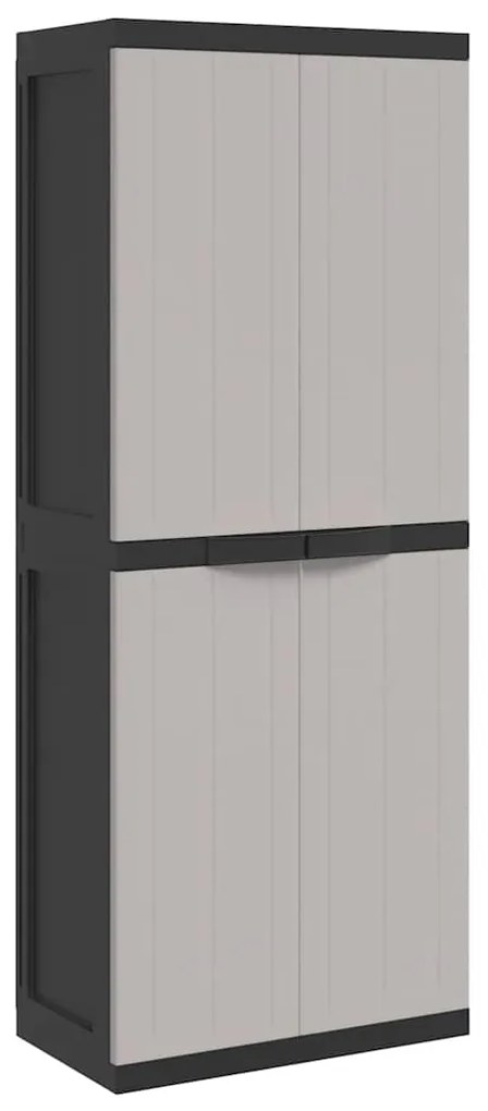 vidaXL Ντουλάπι Αποθ. Εξ. Χώρου Γκρι/Μαύρο 65x37x165εκ. Πολυπροπυλένιο