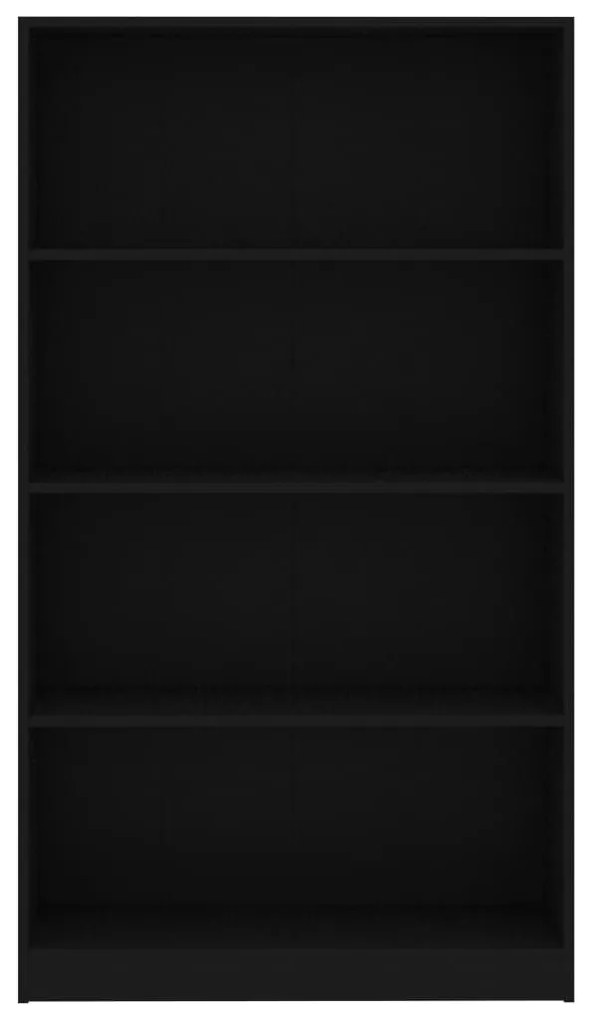 Βιβλιοθήκη με 4 Ράφια Μαύρη 80 x 24 x 142 εκ. από Επεξ. Ξύλο - Μαύρο