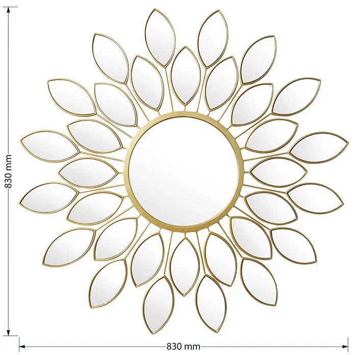 Καθρέπτης Flower pakoworld χρυσό 83x2.5x83εκ - Μέταλλο - 233-000002