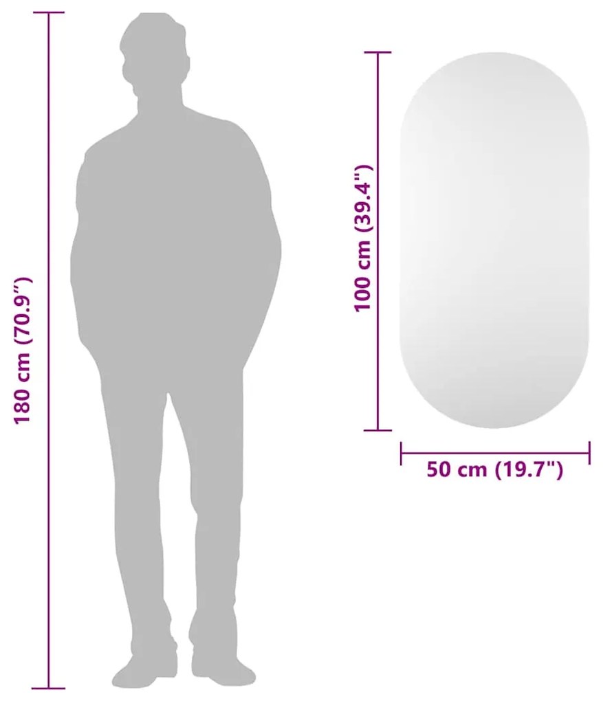 vidaXL Καθρέφτης 100 x 50 εκ. Γυάλινος