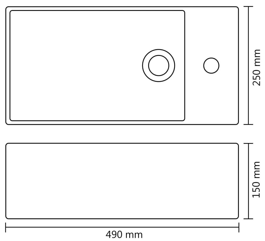 vidaXL Νιπτήρας με Οπή Υπερχείλισης Ασημί 49x25x15 εκ. Κεραμικός