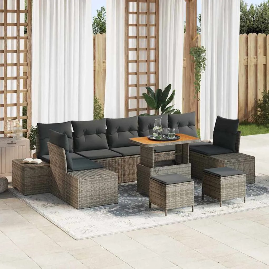 vidaXL Σετ Καναπέ Κήπου 10 pcs Γκρι Σκούρο Γκρι 90 x 55 x 71 cm