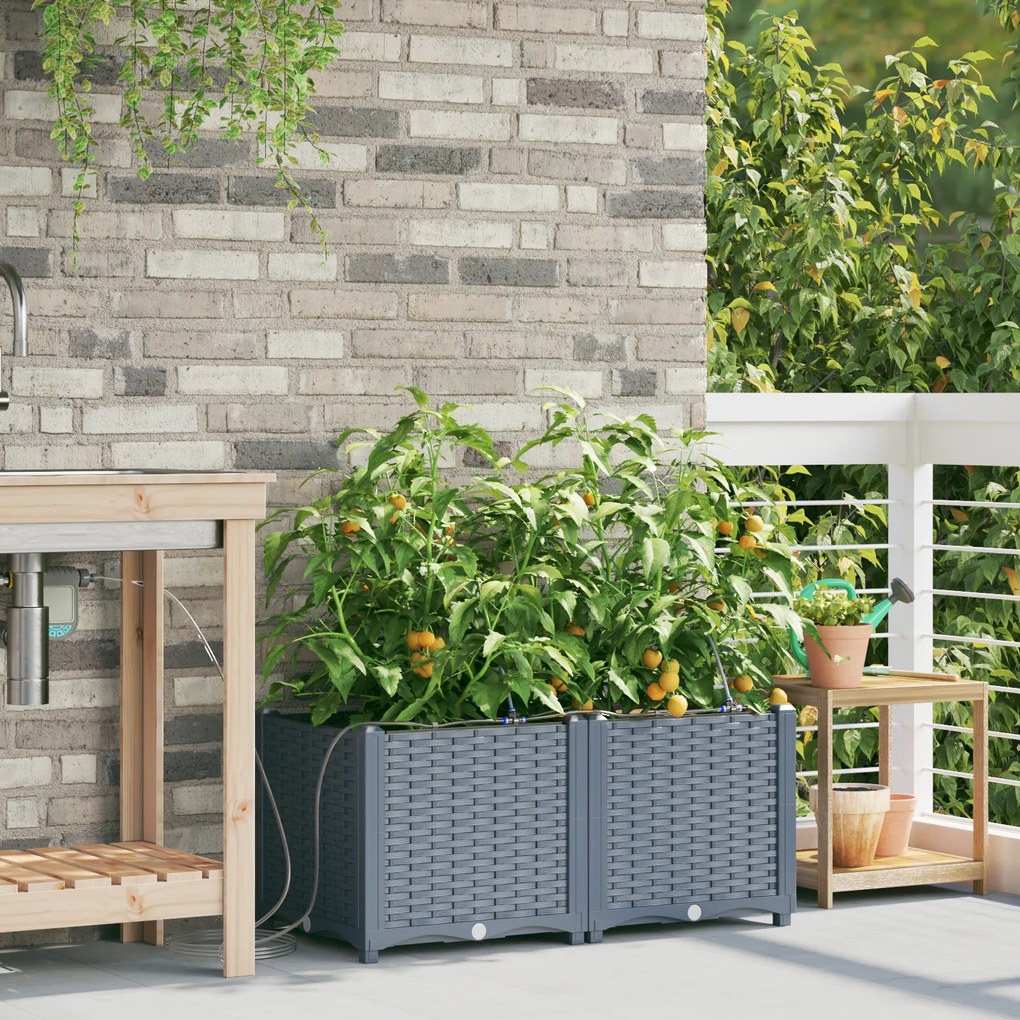 vidaXL Γλάστρες Κήπου 1 τεμ Ανοιχτό γκρι 80 x 40 x 37.5 cm Πλαστικό