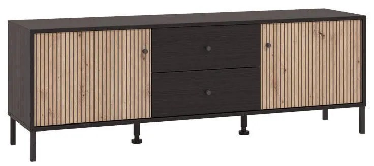 Έπιπλο Τηλεόρασης Correze 3K2F2V Μαύρος Δρύς - Artisan Oak 157x40x55 εκ. 157x40x55 εκ.