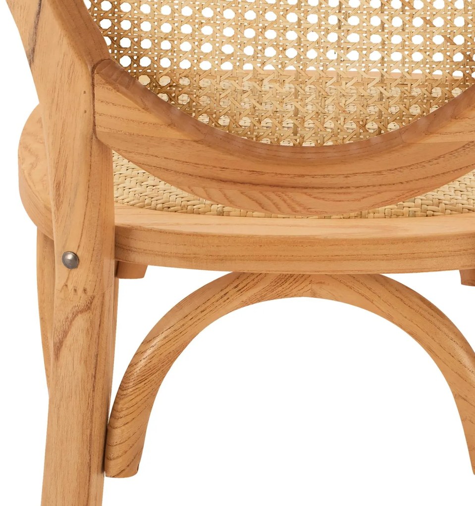Καρέκλα TINSLEY Ξύλινη με Οβάλ πλάτη και Rattan Φυσικό 45x50x97εκ. 45x50x97 εκ.