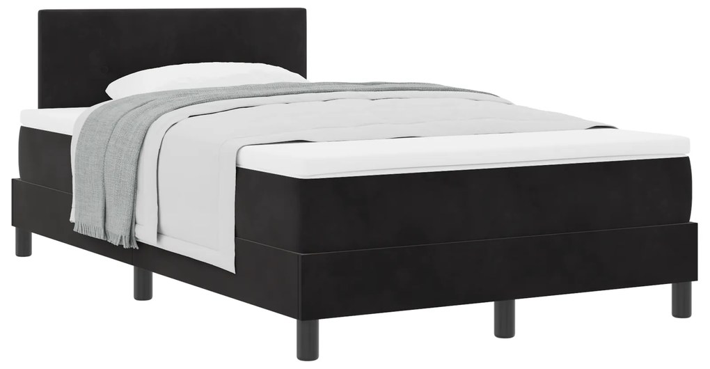 vidaXL Κρεβάτι Box Spring με Στρώμα Μαύρο 120x200 εκ Βελούδο