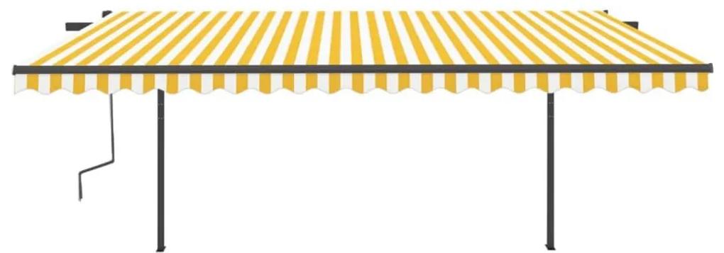 Τέντα Συρόμενη Χειροκίνητη με Στύλους Κίτρινο / Λευκό 5x3 μ. - Κίτρινο