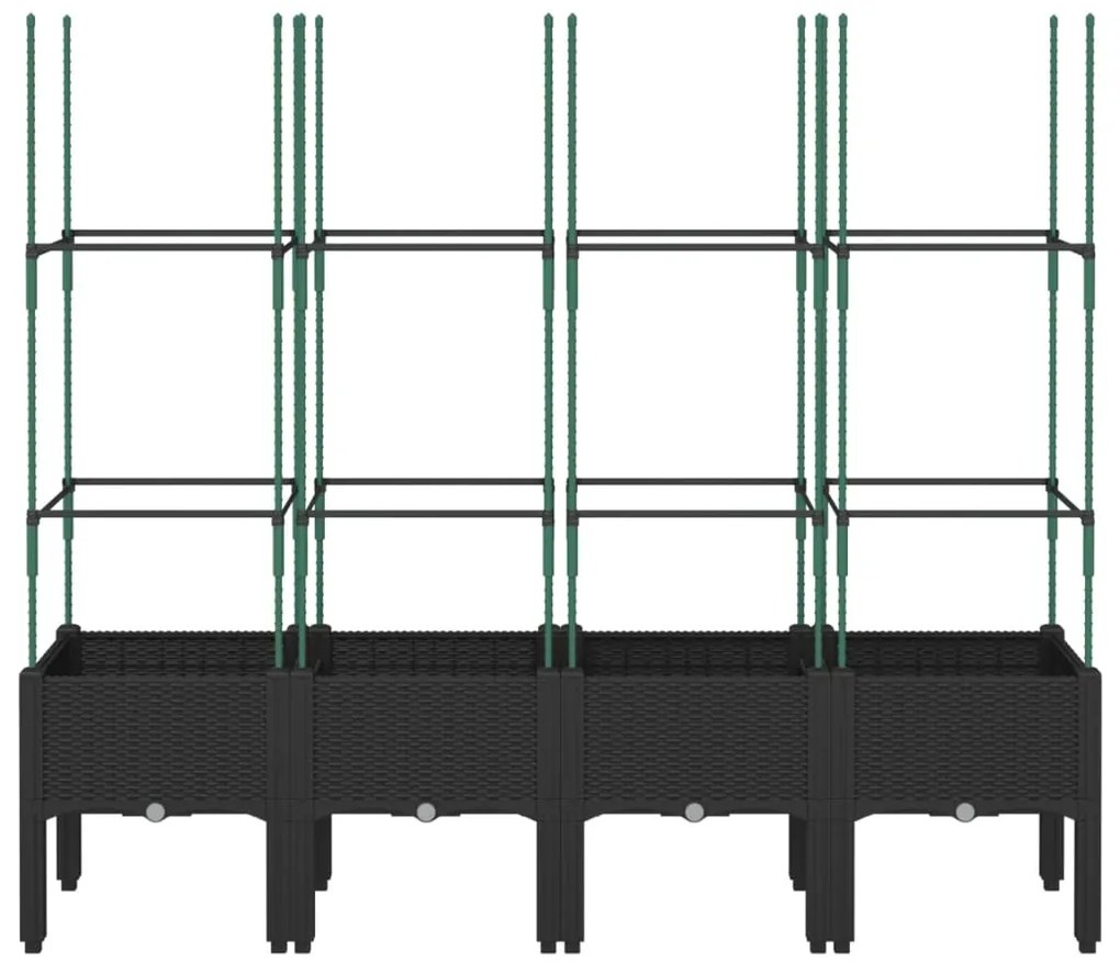 vidaXL Ζαρντινιέρα Κήπου με Καφασωτό Μαύρο 160 x 40 x 142,5 εκ. από PP