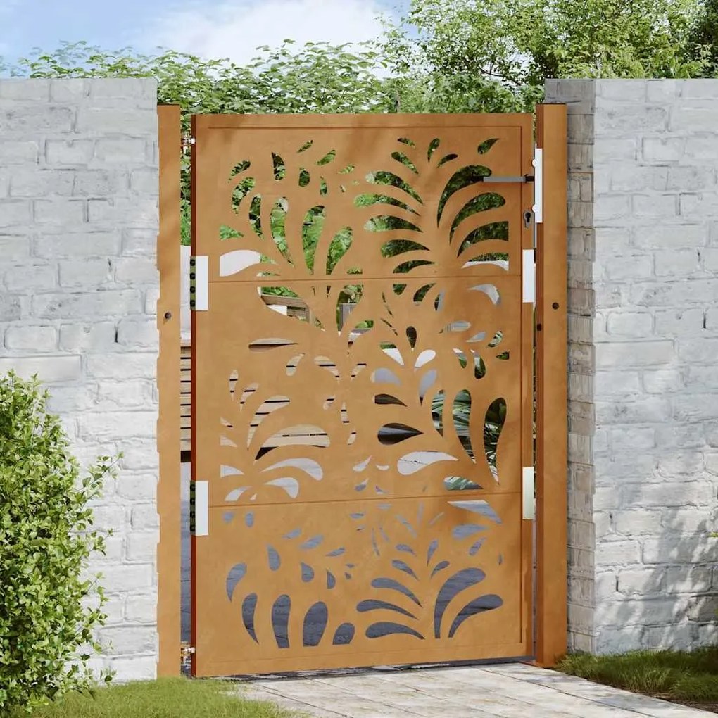 Πύλη κήπου 105x130 cm από χάλυβα με κυματοειδές σχέδιο - Καφέ