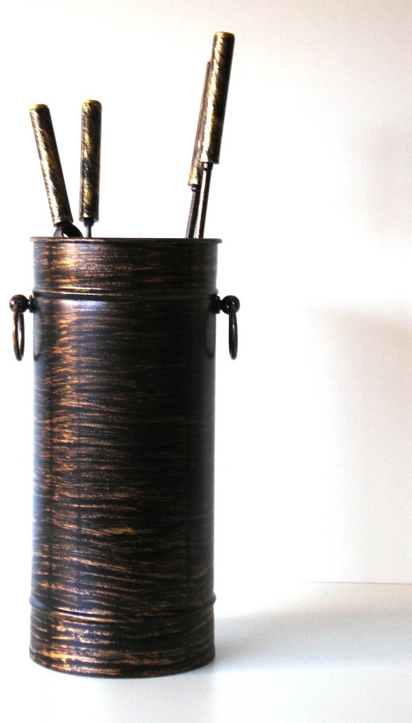 Κρεμανταλάς Κουβαδάκι Σιδερένιο Μασίφ Με Αξεσουάρ Φ20x32εκ. Μαύρο Σωλήνα Πατίνα Χρυσό