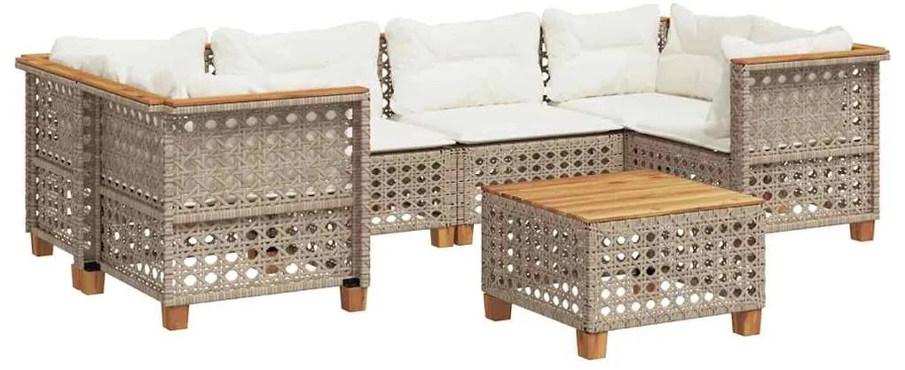 vidaXL Σαλόνι Κήπου Σετ 7 τεμ. Μπεζ Συνθετικό Ρατάν με Μαξιλάρια